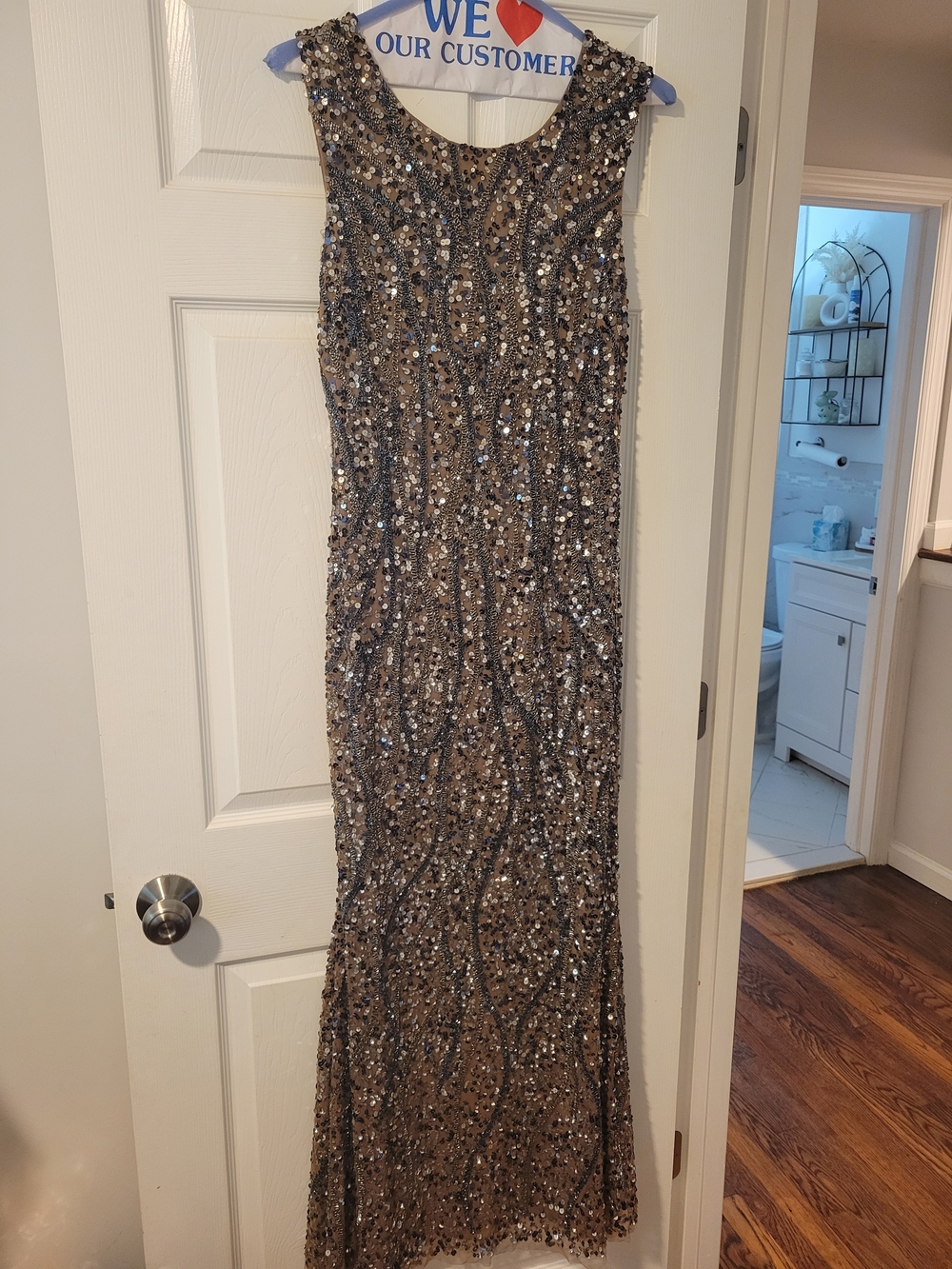 Sequin Evening Gown — Champagne Brown